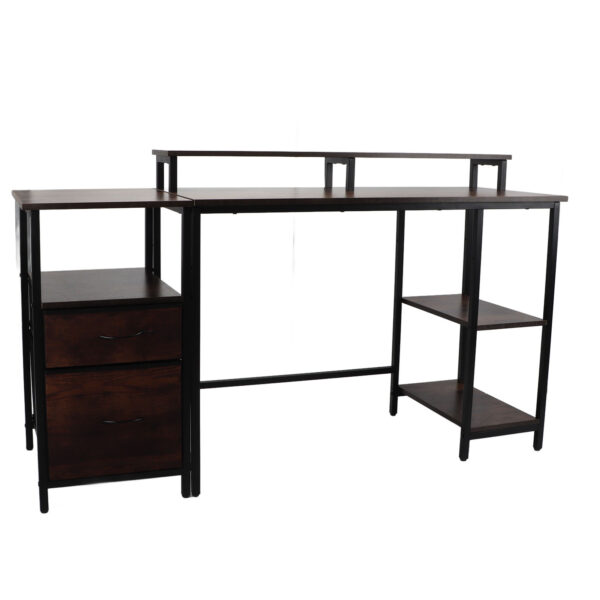 Home Office Computer Desk Industrial Computer Table Vintage Computer Desk with Raised Shelf for Home Office - Image 2