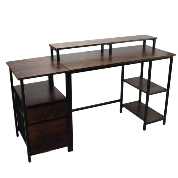 Home Office Computer Desk Industrial Computer Table Vintage Computer Desk with Raised Shelf for Home Office - Image 3