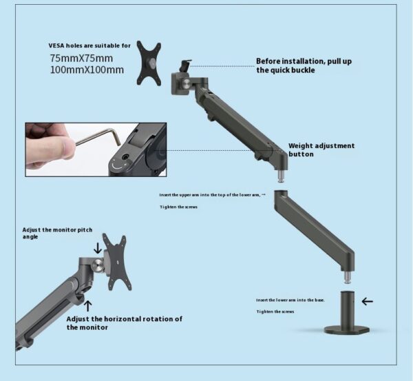 Free Hover Notebook Air Pressure Arm Bracket - Image 2